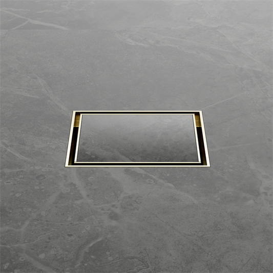 Nero 130mm Square Tile Insert Floor Waste 100mm Outlet Brushed Gold