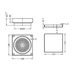 Nero 130mm Square Tile Insert Floor Waste 100mm Outlet Gun Metal (Copy)