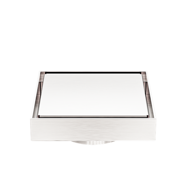 Nero 130mm Square Tile Insert Floor Waste 80mm Outlet Brushed Nickel
