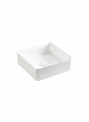 Aurea Athena Fluted Square Premium Ceramic Above-Counter Basin Matte Black