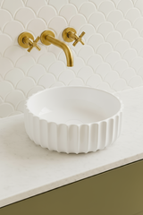 Aurea Oslo Fluted Round Ceramic Above-Counter Basin