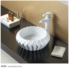 Aurea Oslo Diamond Round Ceramic Above-Counter Basin