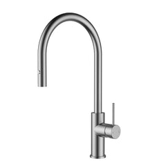 Orta Slimline SS Gooseneck Pull-Out Sink Mixer In Brushed ss304 Chrome