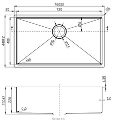 Arden Single Bowl Sink 720mm