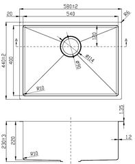 Arden Single Bowl Sink 540mm