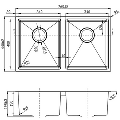Arden Double Bowl Sink 760mm