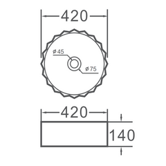 Aurea Oslo Fluted Round Ceramic Above-Counter Basin