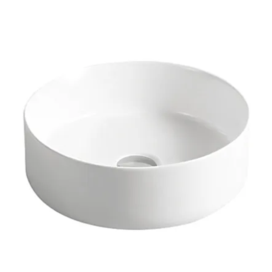 Round Basin Matte White with Straight Edge