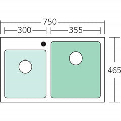 Oliveri Apollo 1 & 3/4 Offset Bowl Sink