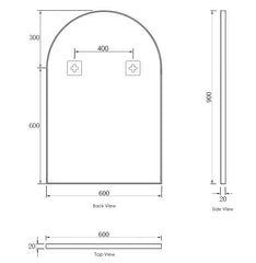 Otti Archie 900x600 Black Metal Frame Mirror