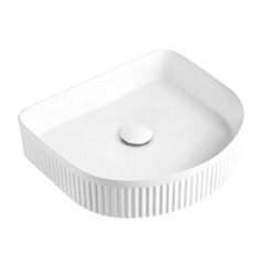 Archie Above Counter Basin Fluted White 415X365X100