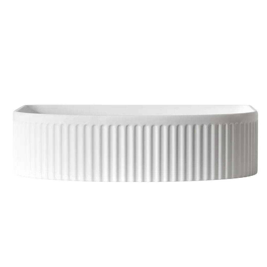 Archie Above Counter Basin Fluted White 415X365X100