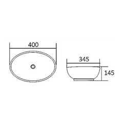 Above Counter Basin Oval White Gloss 400X345X145mm