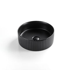 Linea Fluted Above Counter Basin Matte Black