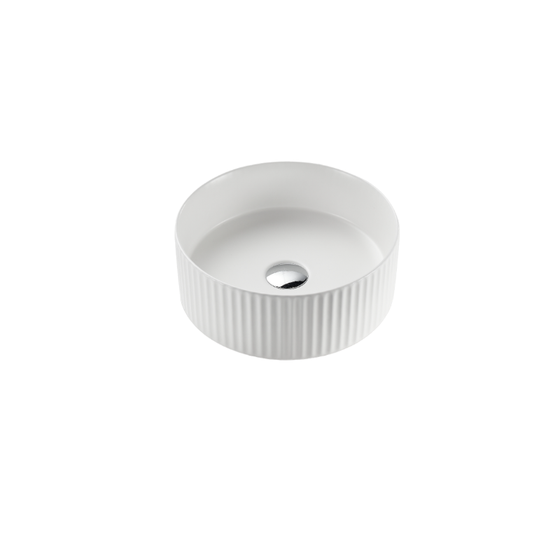 Aurea Geneva Fluted Round Premium Ceramic Above Counter Basin Matte White