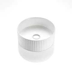 Aurea Geneva Fluted Round Premium Ceramic Above Counter Basin Matte White