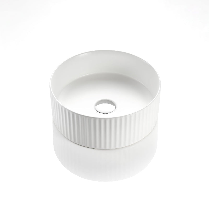 Linea Fluted Above Counter Basin Matte White