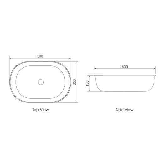 Otti Bronte Oval Matte White Basin 500x350x130mm