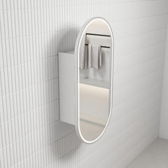 Monaco LED Matte White Shaving Cabinet Frameless