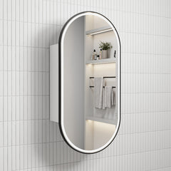 Monaco LED Matte White Shaving Cabinet Frameless