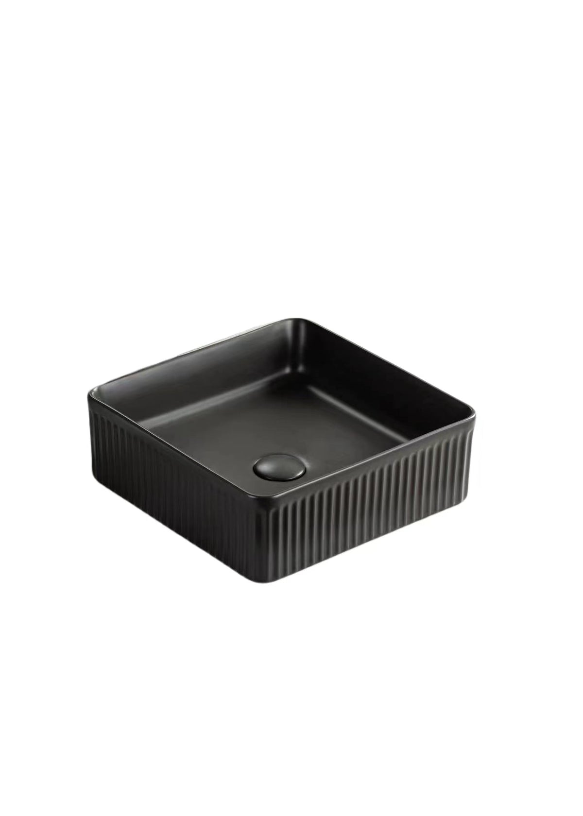 Aurea Athena Fluted Square Premium Ceramic Above-Counter Basin Matte Black