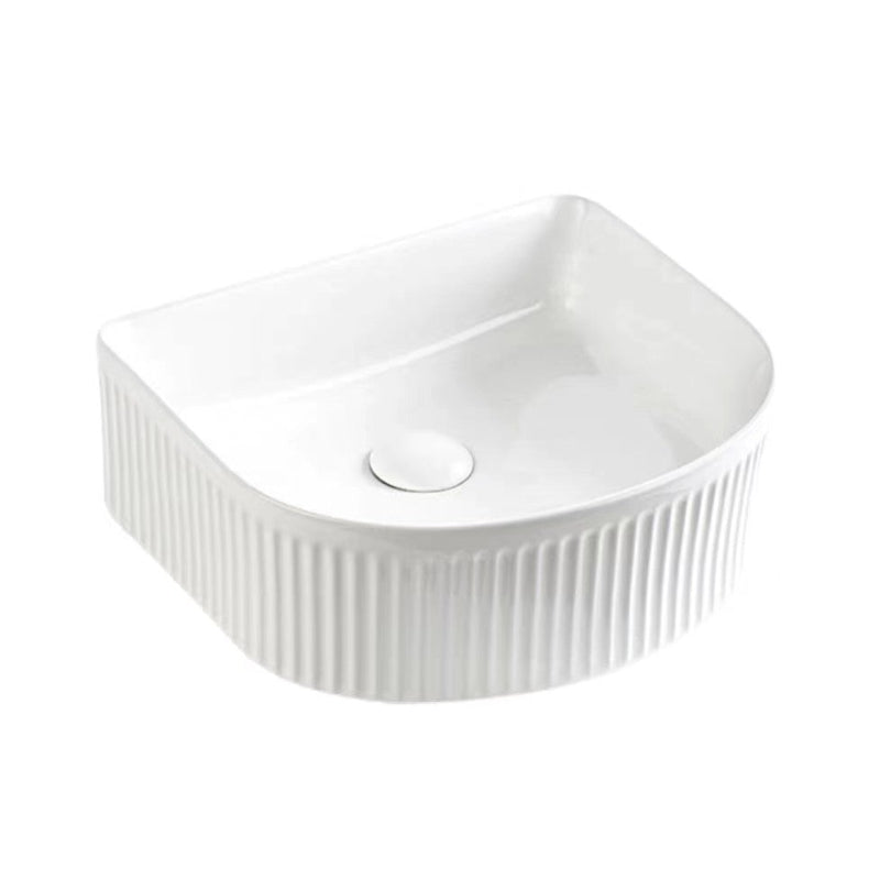 Aurea Athena Fluted Arch Premium Ceramic Above-Counter Basin Matte White