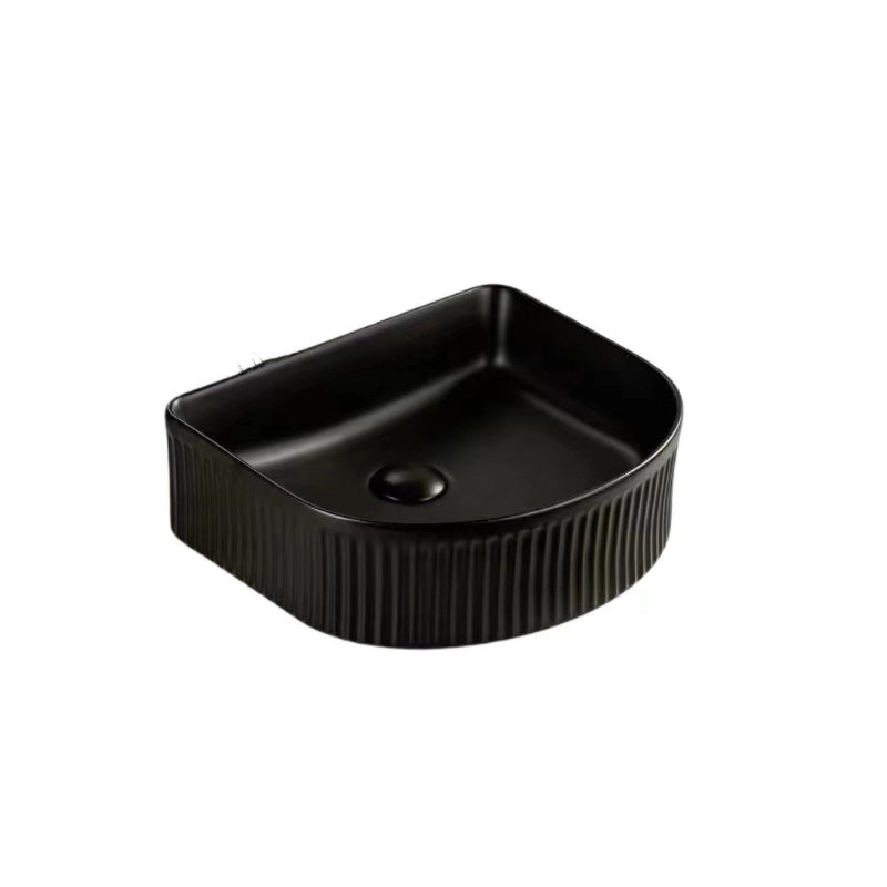 Aurea Athena Fluted Arch Premium Ceramic Above-Counter Basin Matte Black