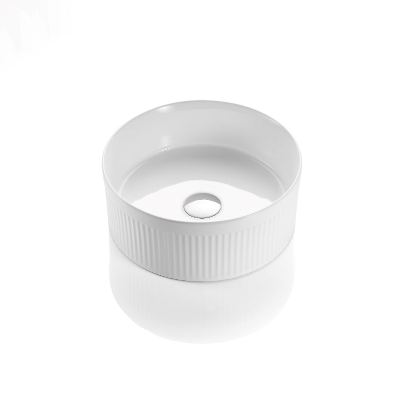 Aurea Athena Fluted Round Premium Ceramic Above Counter Basin Gloss White