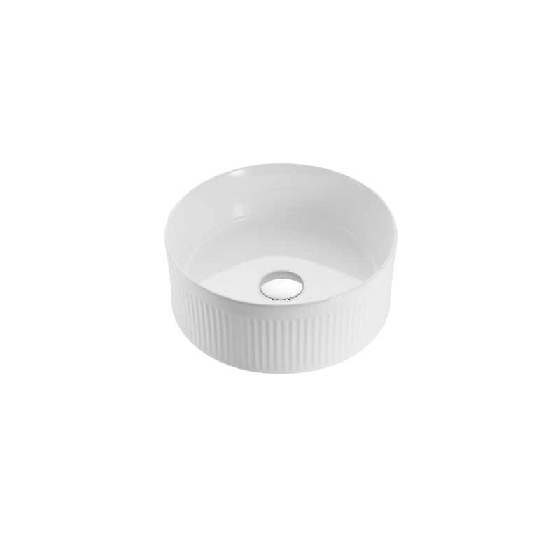 Aurea Athena Fluted Round Premium Ceramic Above Counter Basin Matte White