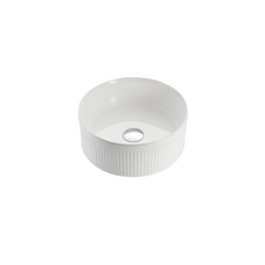 Aurea Athena Fluted Round Premium Ceramic Above Counter Basin Matte White