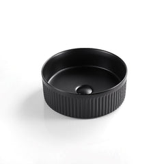 Aurea Athena Fluted Round Premium Ceramic Above Counter Basin Matte White