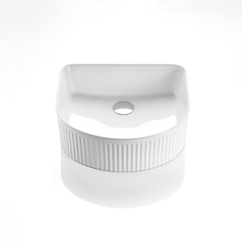 Aurea Geneva Fluted Arch Premium Ceramic Above Counter Basin Matte White