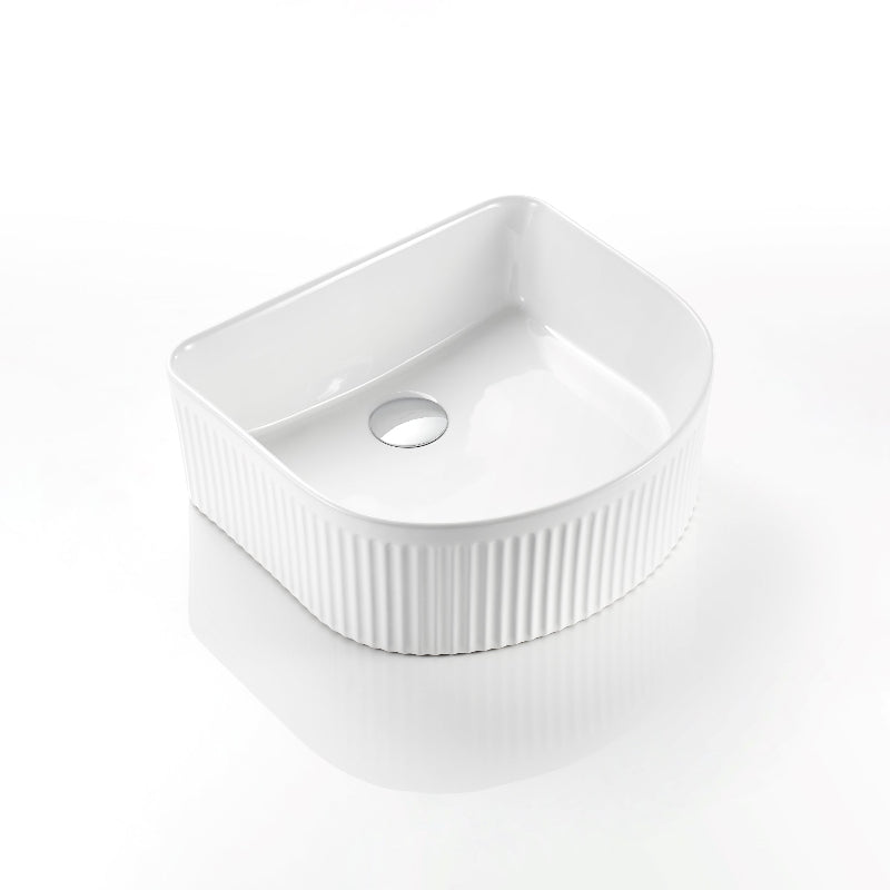 Aurea Geneva Fluted Arch Premium Ceramic Above Counter Basin Gloss White