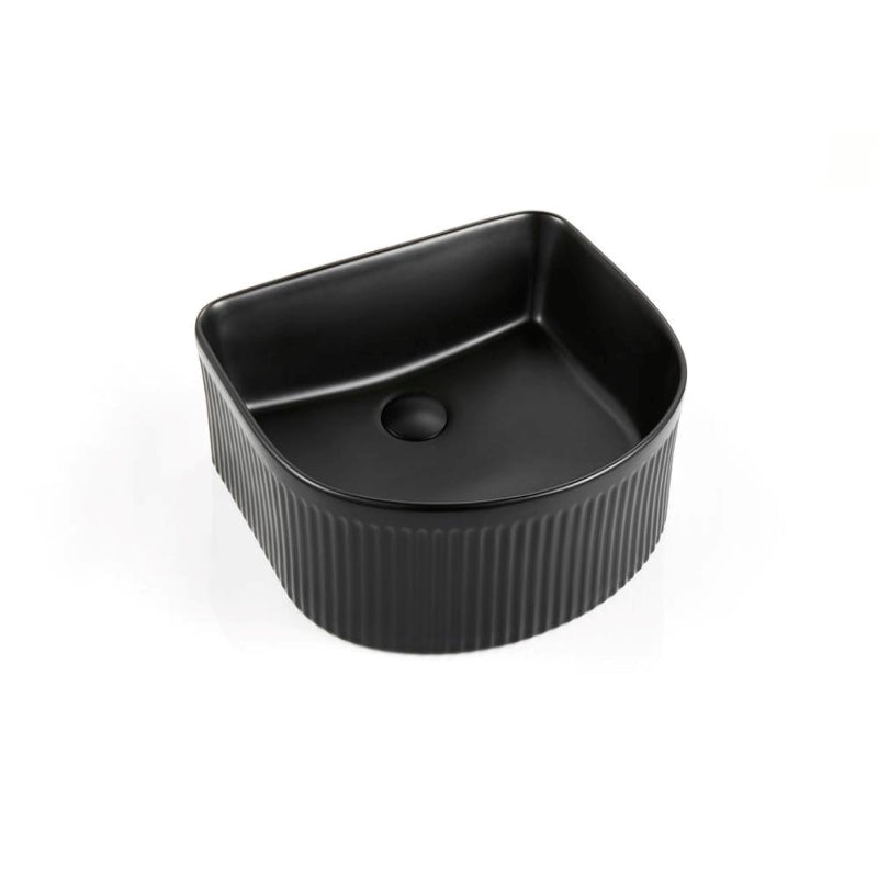 Aurea Geneva Fluted Arch Premium Ceramic Above Counter Basin Matte Black