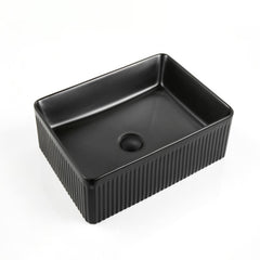 Aurea Athena Fluted Rectangular Premium Ceramic Above-Counter Basin Matte White