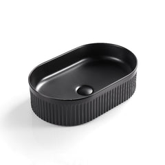 Aurea Athena Fluted Oval Premium Ceramic Above Counter Basin Gloss White