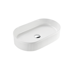 Aurea Athena Fluted Oval Premium Ceramic Above Counter Basin Gloss White