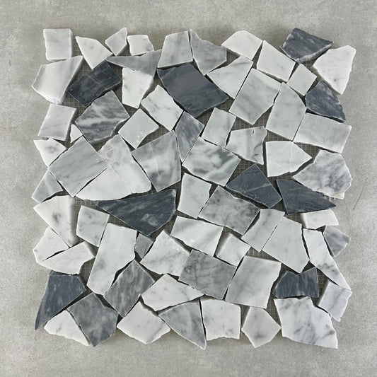 Crazy Carrara + Bardiglio Honed Mosaic