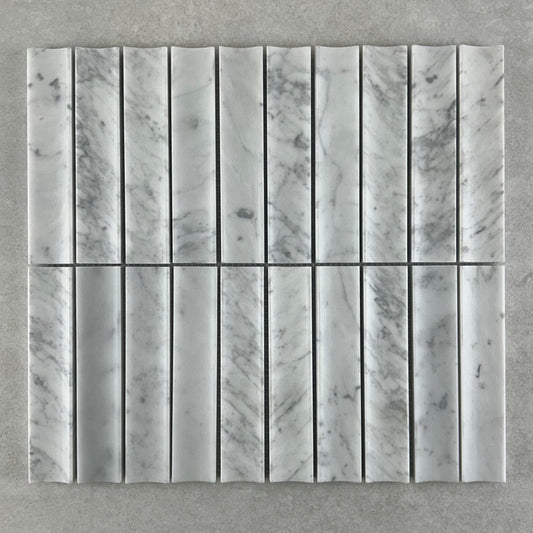 Carrara Marble Concave Honed Mosaic