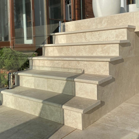 Classic Tumbled Travertine 610x406x30mm Bullnose