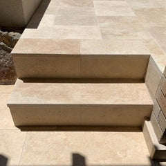 Classic Tumbled Travertine 1120x406x30mm Pencil Edge