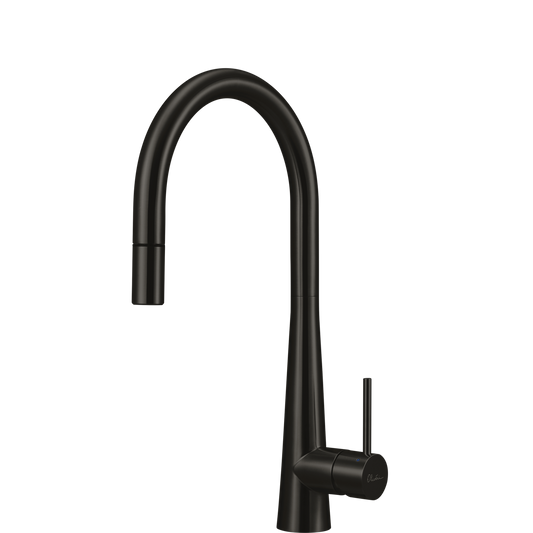 Oliveri Essente 316 Stainless Steel Goose Neck Pull Out Mixer Brushed Black