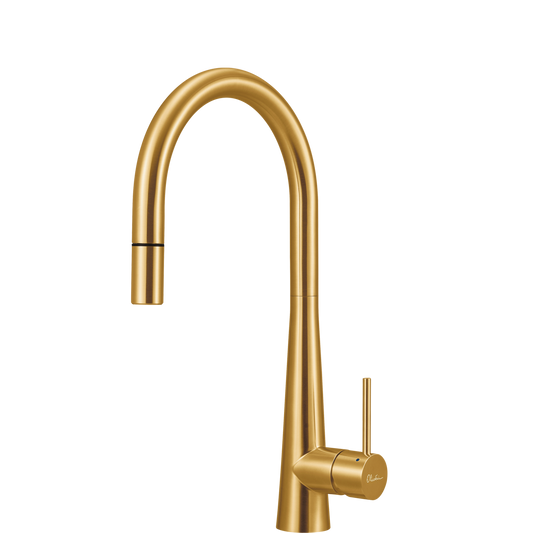 Oliveri Essente 316 Stainless Steel Goose Neck Pull Out Mixer Brushed Gold