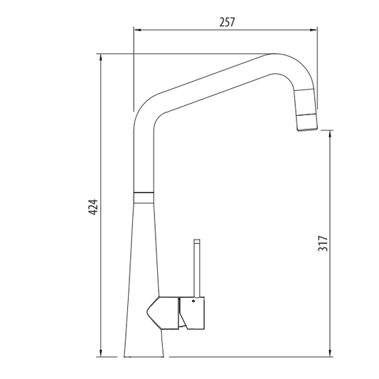 Oliveri Essente 316 Stainless Steel Square Goose Neck Mixer