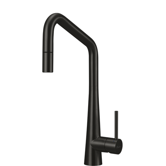 Oliveri Essente 316 Stainless Steel Square Goose Neck Pull Out Mixer Brushed Black