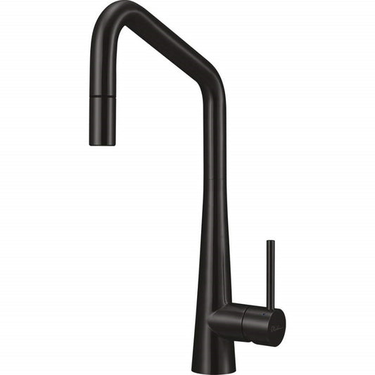 Oliveri Essente Square Goose Neck Pull Out Mixer Brushed Black