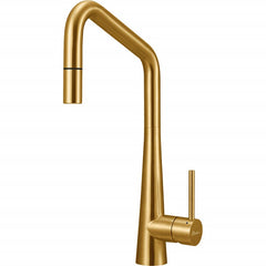 Oliveri Essente Square Goose Neck Pull Out Mixer Brushed Gold