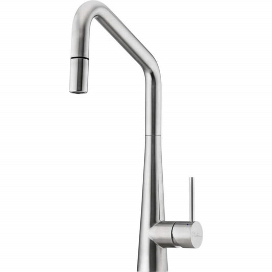 Oliveri Essente Square Goose Neck Pull Out Mixer Stainless Steel