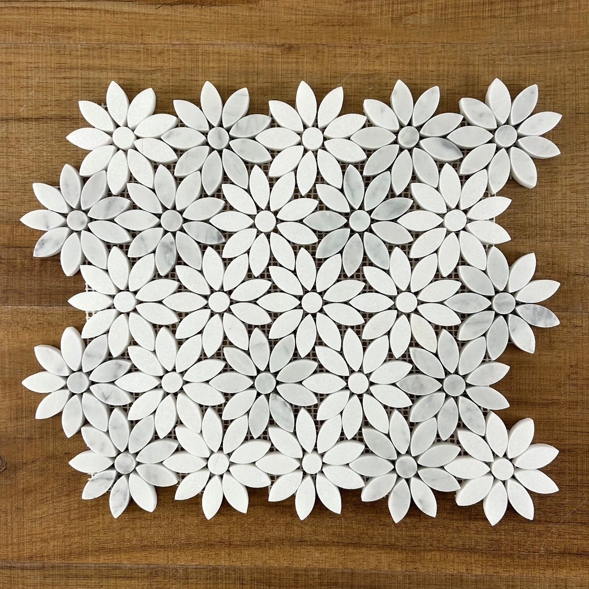 Flower Carrara + Thassos Honed Mosaic