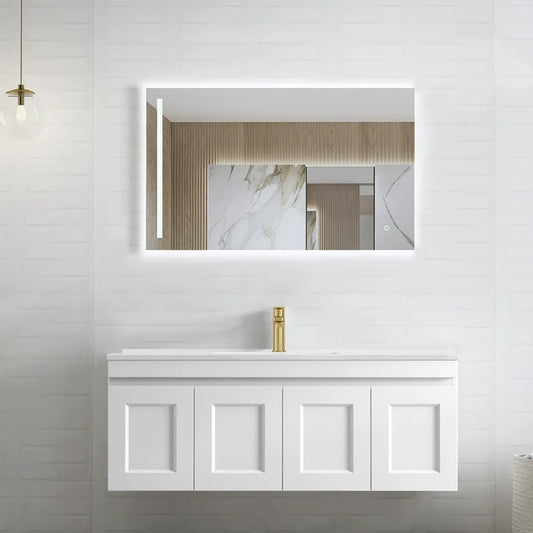 Otti Hampton Mark II Satin White Wall Hung Vanity 1200x455x445